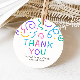 Tiny Human Shindig Baby Shower Round Geschenkanhänger