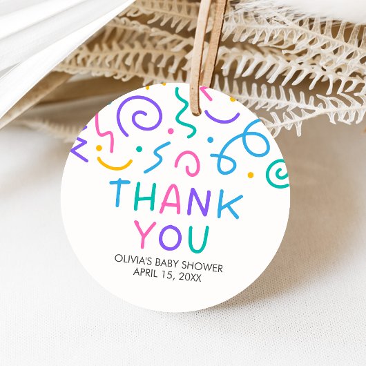 Tiny Human Shindig Baby Shower Round Geschenkanhänger