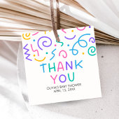 Tiny Human Shindig Baby Shower Square Geschenkanhänger