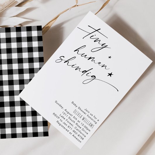 Tiny Human Shindig Minimalistisch Baby Dusche Einladung