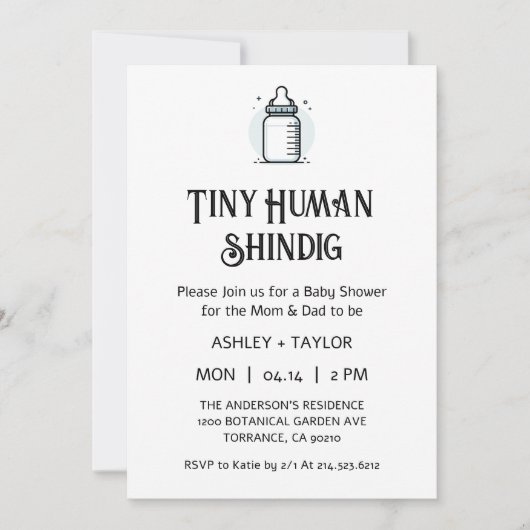 Tiny Human Shindig Minimalistisch Baby Dusche Einladung (Vorderseite)