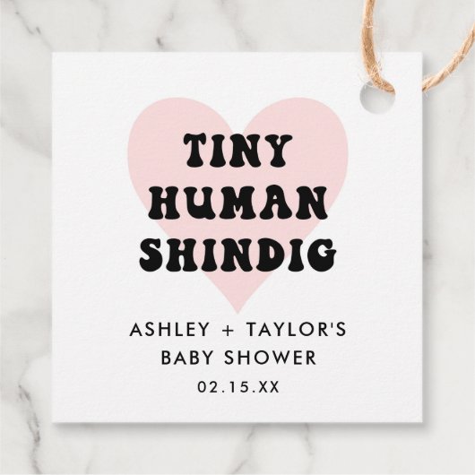 Tiny Human Shindig Modern Baby Dusche Geschenkanhänger (Rückseite)