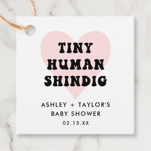 Tiny Human Shindig Modern Baby Dusche Geschenkanhänger (Vorderseite)