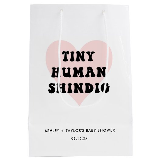 Tiny Human Shindig Modern Baby Dusche Mittlere Geschenktüte (Rückseite)