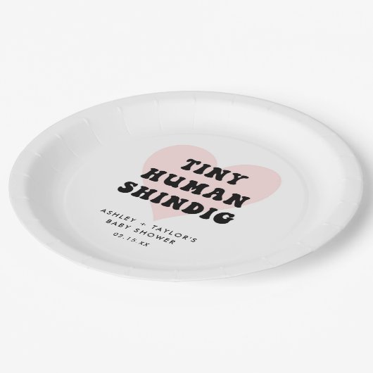 Tiny Human Shindig Modern Baby Dusche Pappteller (Schrägansicht)