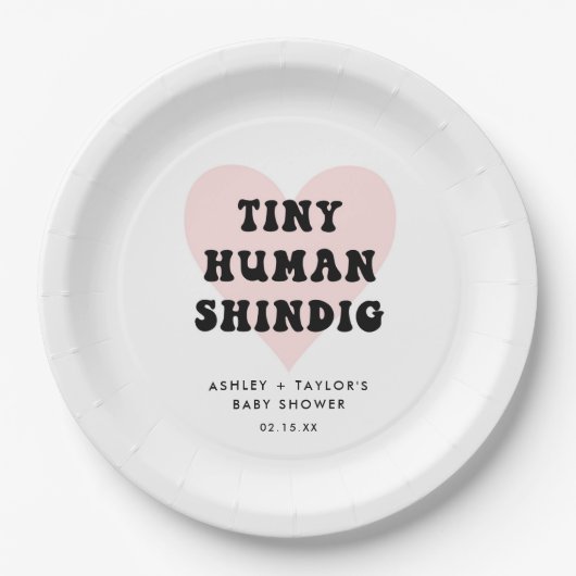 Tiny Human Shindig Modern Baby Dusche Pappteller (Vorderseite)