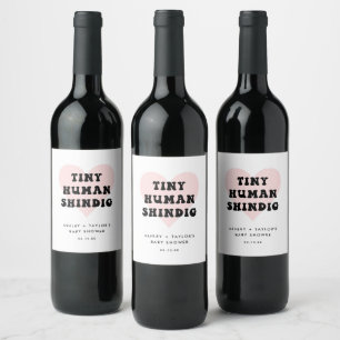 Tiny Human Shindig Modern Baby Dusche Weinetikett