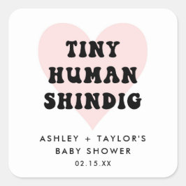 Tiny Human Shindig Modern Baby Showfavorit Quadratischer Aufkleber