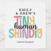 Tiny Human Shindig Niedliche Regenbogenfarben Weinetikett (Einzelnes Label)