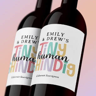 Tiny Human Shindig Niedliche Regenbogenfarben Weinetikett
