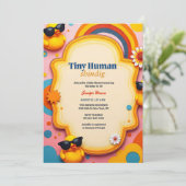 Tiny Human Shindig Retro Rubber Duck Baby Duck Einladung (Stehend Vorderseite)