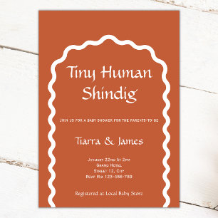 Tiny Human Shindig Simple Terracotta Baby Dusche Einladung