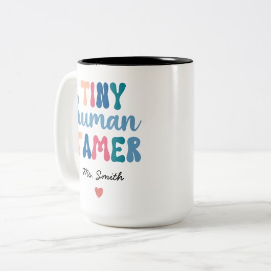Tiny Human Tamer | Name des benutzerdefinierten Le Zweifarbige Tasse (Vorderseite Links)