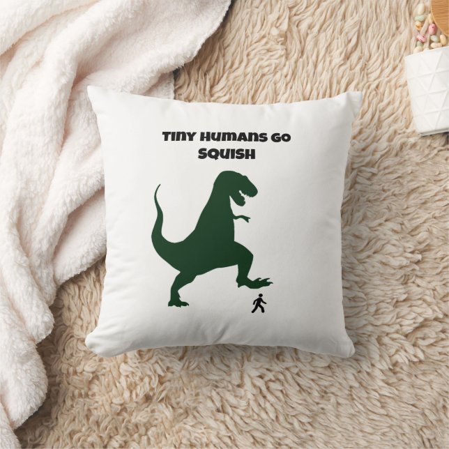 Tiny Humans Go Squish Funny Dinosaur Cartoon Kissen (Decke)