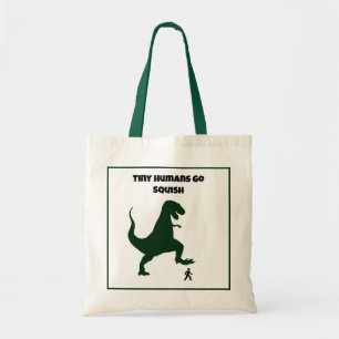 Tiny Humans Go Squish Funny Dinosaur Cartoon Tragetasche