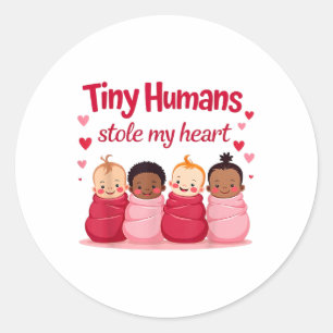 Tiny Humans stiehlte meinen Valentinstag Nicu Nur Runder Aufkleber