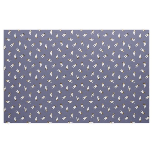 Tiny Jack Russell Terrier Hunde blau oder JA Stoff (Fat Quarter (45,7 x 55,9 cm))