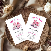 Tiny Kicks Sneakers Sports Pink Baby Shower  Einladung