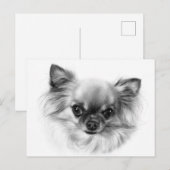 Tiny King - Handgemalt Chihuahua Portrait Postkarte (Vorne/Hinten)