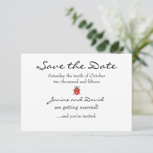Tiny Ladybird/Ladybug Save the Date Einladung (Stehend Vorderseite)