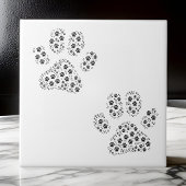 Tiny Large Dog Paw Prints | Schwarze Keramik Fliese