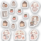 Tiny latte bunny shopping day Sticker (Vorderseite)