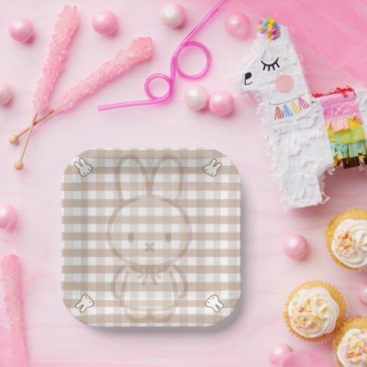 Tiny Latte Gingham Pappteller (Party)