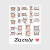 Tiny latte study time aufkleber (Blatt)