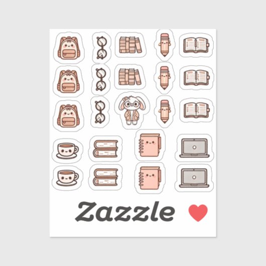 Tiny latte study time aufkleber (Blatt)