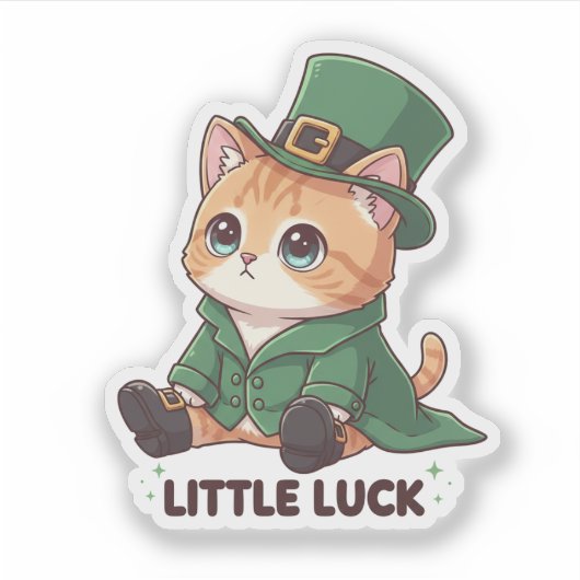 Tiny Leprechaun Kitten Cute Kawaii St Patrick  Aufkleber (Vorderseite)