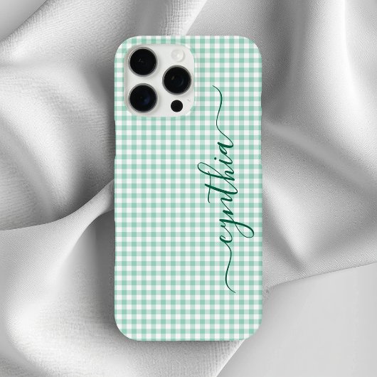 Tiny Light Aquamarin Gingham Signature Case-Mate iPhone Hülle
