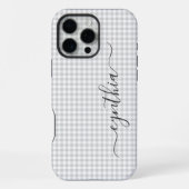 Tiny Light Gray Gingham Signature iPhone Hülle (Rückseite)