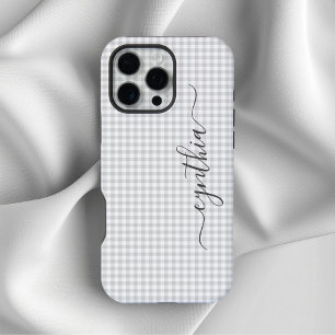 Tiny Light Gray Gingham Signature iPhone 16 Pro Max Hülle