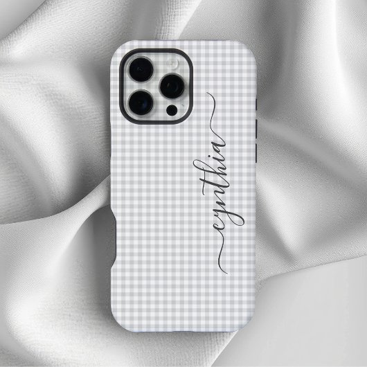Tiny Light Gray Gingham Signature iPhone Hülle