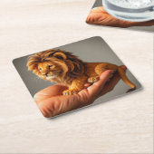 Tiny Lion Rechteckiger Pappuntersetzer (angewinkelt)