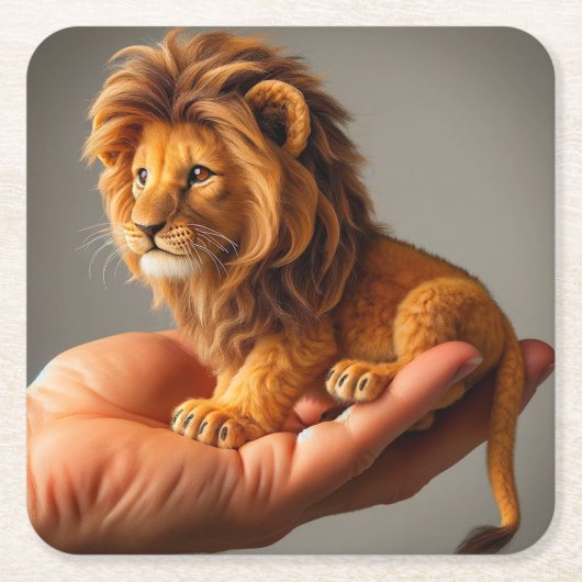 Tiny Lion Rechteckiger Pappuntersetzer (Vorderseite)