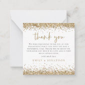 TINY MINI Gold Glitzer Foto Verlobung Vielen Dank Mitteilungskarte (Vorderseite)