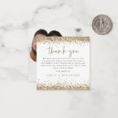 TINY MINI Gold Glitzer Foto Verlobung Vielen Dank Mitteilungskarte (Vorderseite/Rückseite Beispiel)