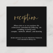 TINY MINI SIZE Black Gold Hochzeit Empfang Begleitkarte (Vorderseite)