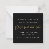 TINY MINI SIZE Black Gold Wedding Save the Date Mitteilungskarte (Vorderseite)