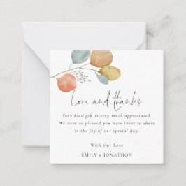 TINY MINI SIZE Blätter Foto Hochzeit Liebe Dank Mitteilungskarte