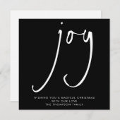 TINY MINI SIZE Joy Script White Black Holiday Mitteilungskarte (Vorne/Hinten)