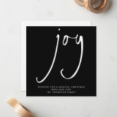 TINY MINI SIZE Joy Script White Black Holiday Mitteilungskarte (Vorderseite/Rückseite Beispiel)