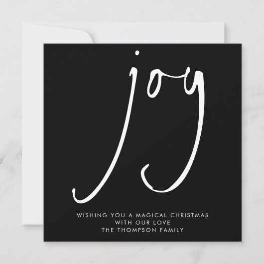 TINY MINI SIZE Joy Script White Black Holiday Mitteilungskarte (Vorderseite)