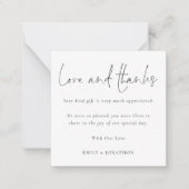 TINY MINI SIZE Script Foto Hochzeit Liebe Dank Mitteilungskarte (Vorderseite)