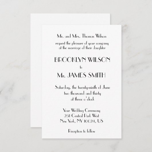 Tiny Minimal Deko White Wedding lädt ein Einladung (Vorne/Hinten)