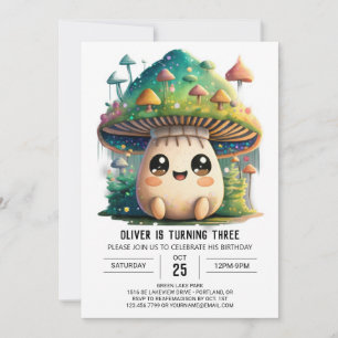 Tiny Mushroom Grove Geburtstag Einladung