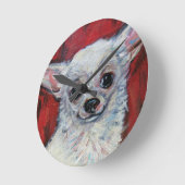 Tiny Niedlich Chihuahua Smile Runde Wanduhr (Winkel)