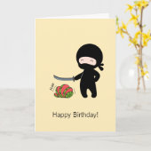 Tiny Ninja Cutting Watermelon Yellow Birthday Karte (Gelbe Blume)