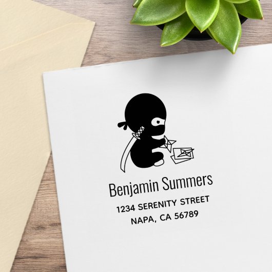 Tiny Ninja Folding Origami Star Address Gummistempel